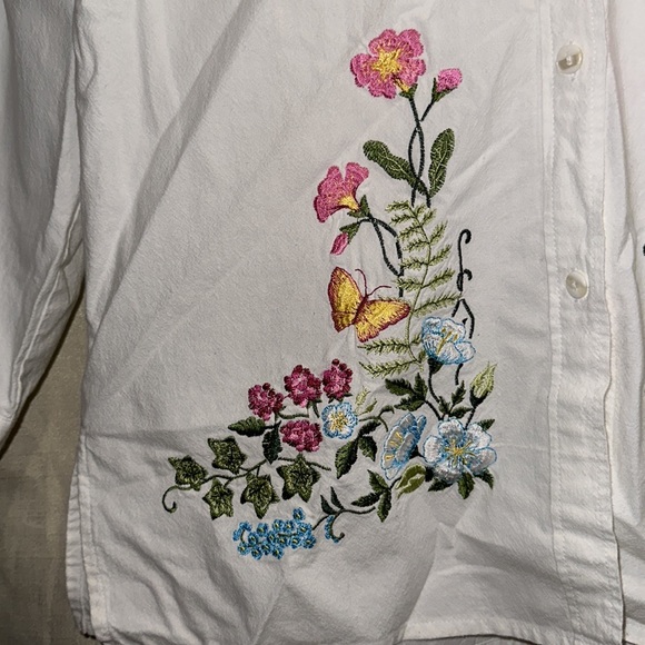 Vintage Casey Coleman Embroidered floral Button Down Shirt medium - Picture 3 of 9